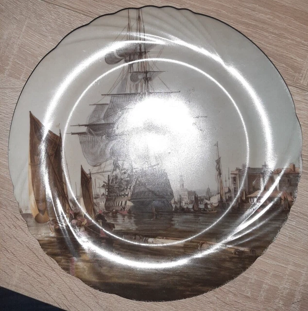 Assiette Chinoise En Porcelaine – Décor Marin – Pièce Vintage