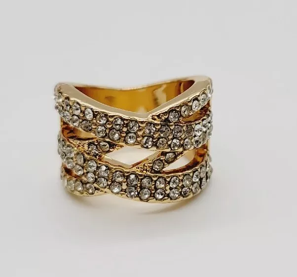 Avon Ring POUD TEXAN Size 8 Cocktail Ring Gold tone #20 Crystal Accent 2016