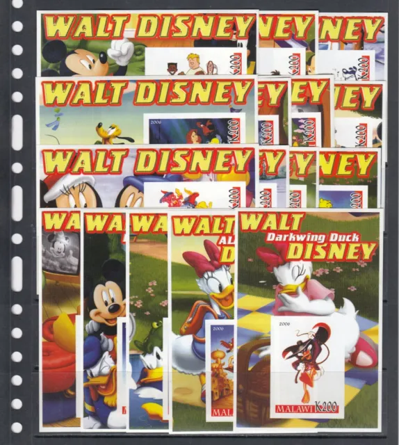 Aladdin Goofy Walt Disney Cartoon 2006 Malawi MNH  16 S/s Imperf complete set