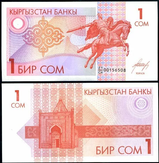 Kyrgyzstan 1 Som 1993 P 4 UNC