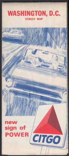 CITGO Gasoline Road Map Washington DC Street Map 1965