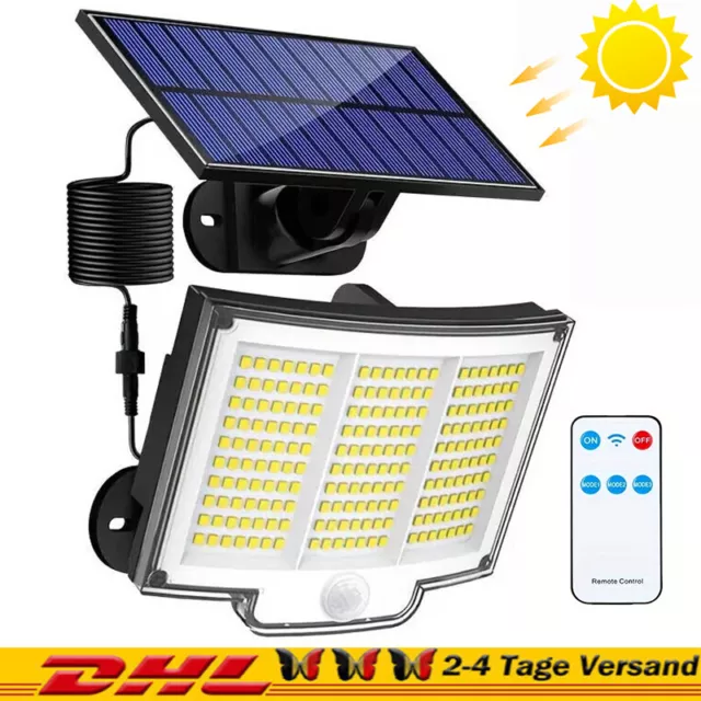 Solarleuchte mit Bewegungsmelder Außen Lampe Fluter Sensor LED Strahler Licht