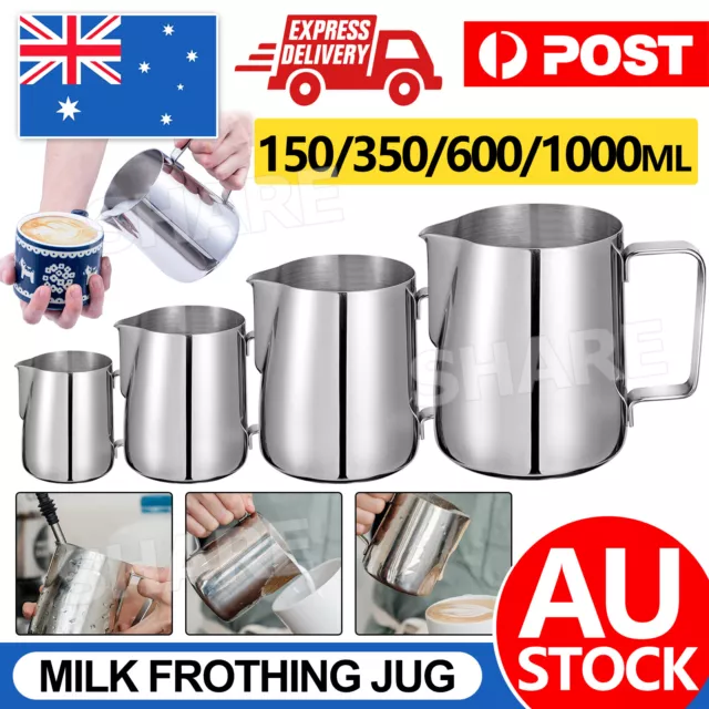 Stainless Steel Milk Frothing Jug Frother Coffee Latte Container Pitcher 4 Sizes