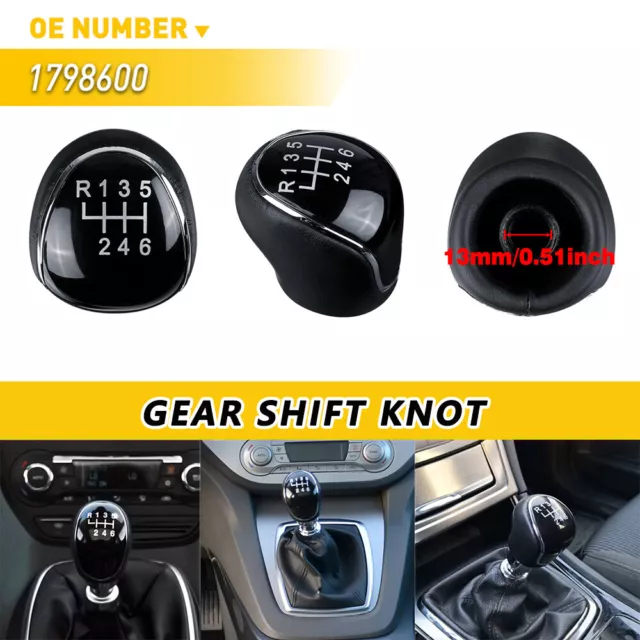 Leather Car Manual Gear Stick Shift Knob Shifter Lever Head 6 Speed Set For Ford