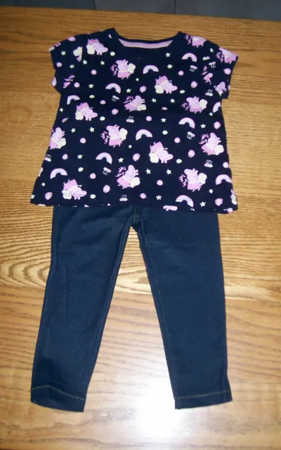 New -Girls Bundle -Peppa Pig T Shirt And Next Denim Look Leggings - Age 18-24 M