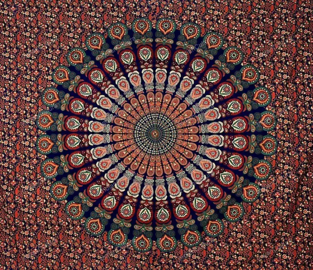 Mandala Indien Ensemble de Literie Couette Bleu Floral Couverture Housse Art D