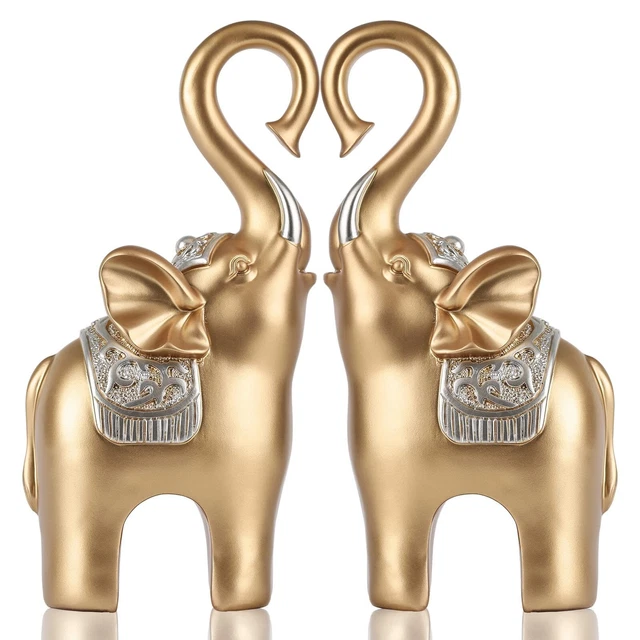 oliruim 8.7" H Golden Elephant Heart Statue Set of Two Elephant Gifts for Wom...