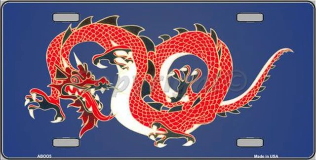 License Plate Metal Tin Sign Picture Print Plaque Art Wall Decor Chinese Dragon