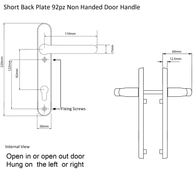 White uPVC Door Handle 92PZ Sprung Double Glazing Pair Set Patio PVC Lever 220mm