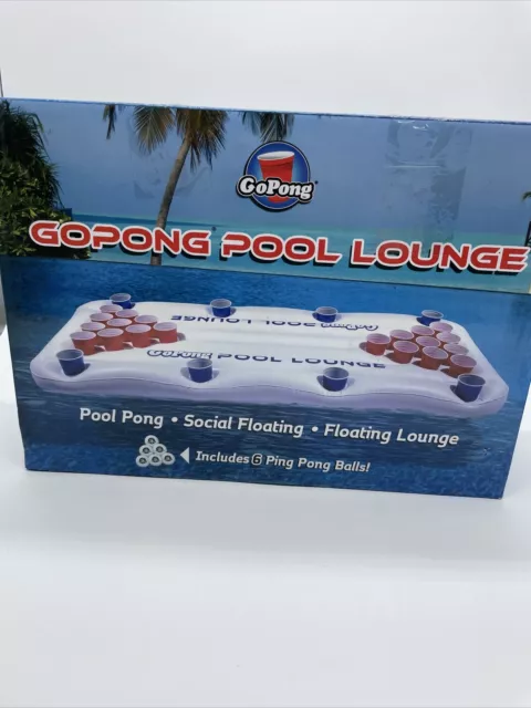 GoPong Pool Lounge Beer Pong Inflatable with Social Floating, White