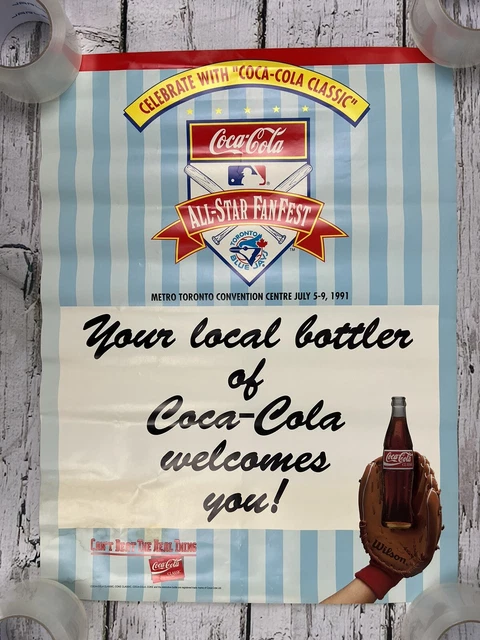 Vintage 1991 MLB Coca-Cola Coke All-Star Fan Fest Toronto Blue Jays Poster 24x18