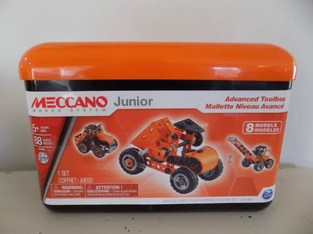 NEW Meccano Maker System Junior Advanced Toolbox 88 Parts 8 Models