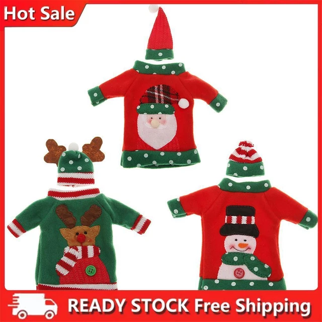 Copribottiglia vino rosso Natale set cappello decorativo lavorato a maglia