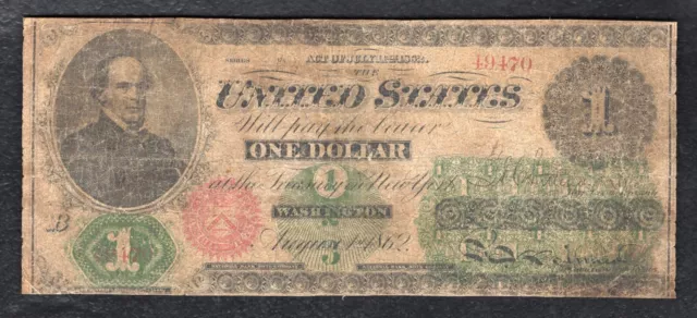 Fr. 16 1862 $1 One Dollar Legal Tender United States Note