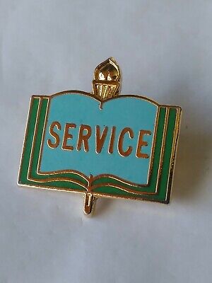 Service Lapel Hat Jacket Pin Back Vintage Book Shape Award