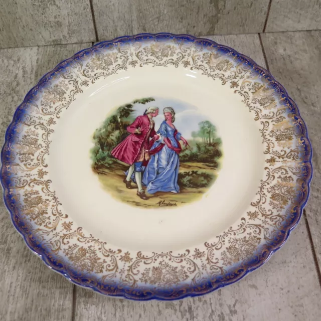 American Limoges Promenade Mandarin Royal Blue China Dinner Plate 22K Gold