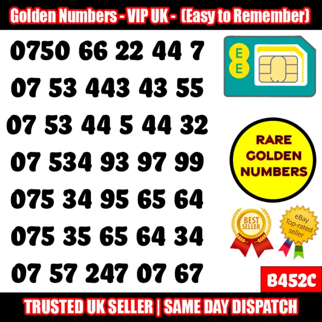 Lotto Sim Gold Easy Numero Di Cellulare Memorabile Platino Vip Uk Pay As You Go - B452C