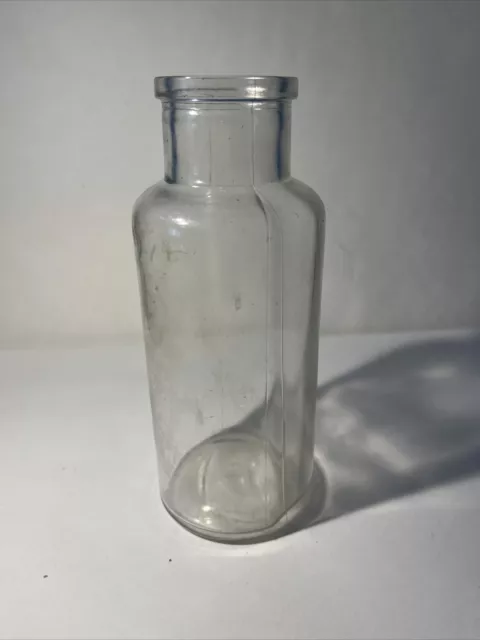Vintage Clear Glass Wide Mouth Apothecary Bottle
