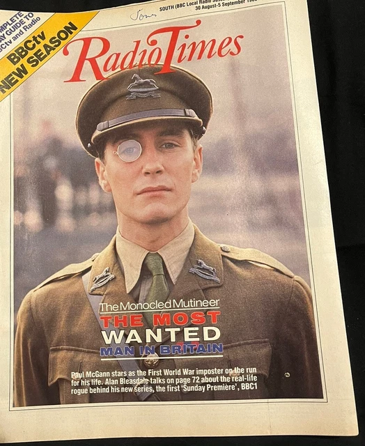 RADIO TIMES 30 August 1986 1980s Vintage Advertising Monocled Mutineer ...