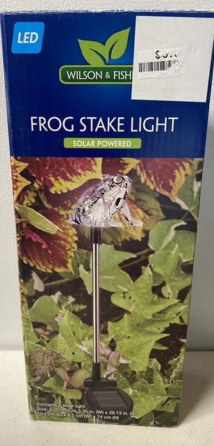 Solar Powered FROG Garden Yard Stake Blue LED Light Outside Patio 33"