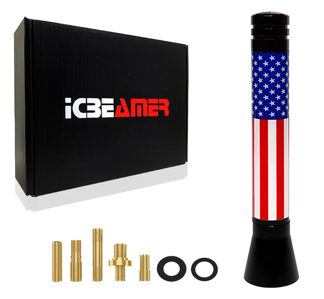 JDM Mini 3" United State Country Flag Universal Fit Vehicle AM/FM Antenna Q337