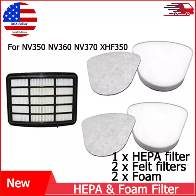 HEPA & Foam Filter Kit For Shark Navigator Lift Away Vacuum NV350-370 XHF350