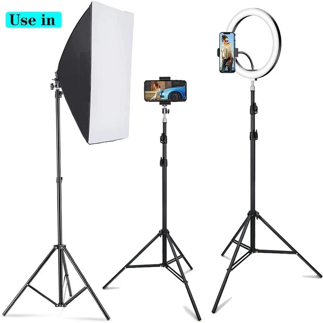 Trípode ajustable con soporte de luz de video fotografía con tornillo de 1/4