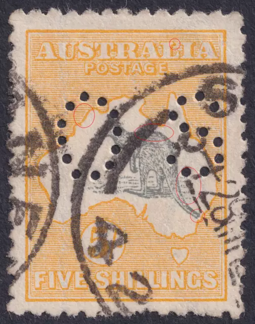 Australia 1915 Official Roo 5s. 2nd Wmk SG O37 £250 Varieties SEE DESCR.