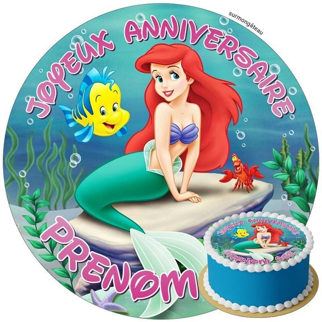Ariel la petite Sirène Décoration de gâteau comestible disque personnalisé