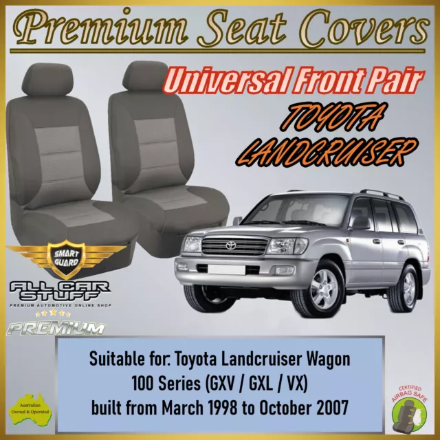 Premium Grey Front Seat Covers suitable for Toyota Landcruiser 100 Series Wagon