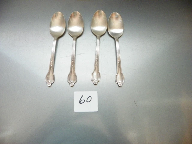 Set Of 4 International Silver Co. Xii  Falmouth Teaspoons  Silver Plate
