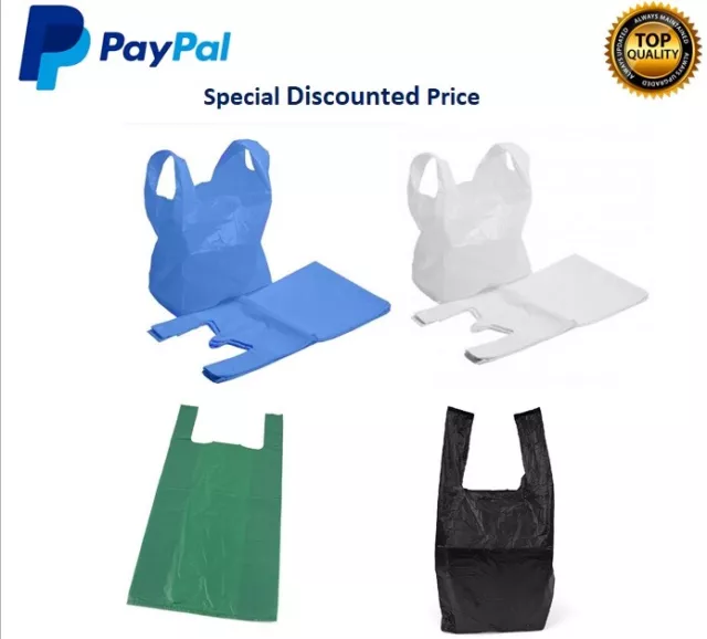 Plastic Carrier Bags Strong Vest Shopping Supermarket Shop Takeaway [All Sizes]