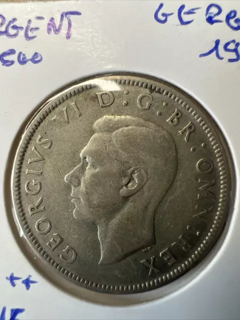 2 Shillings Argent 1945 George Vi Royaume Uni / United Kingdom Silver