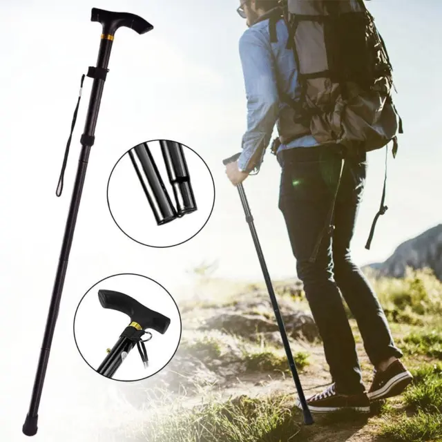 Foldable Walking Stick Travel Cane Aluminum Alloy Adjustable Height' U8H1