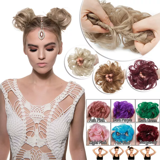 25g-35g Dicke Haarteil Haarknoten Zopf Haargummi Scrunchie Pferdeschwanz Dutt DE