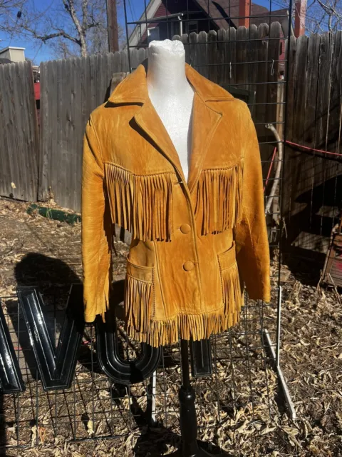 1950’s Leather Fringe Jacket Western Coat Tan Deerskin Sundance Kid Easy Rider