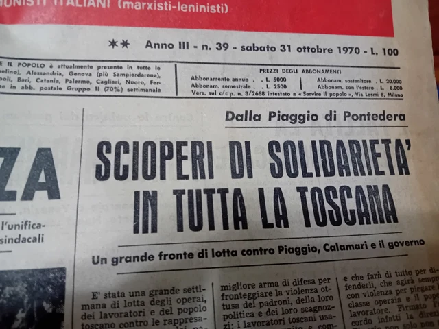 SERVIRE IL POPOLO 31/10/1970 Italsider Reggio Calabria Comunismo EUR 12