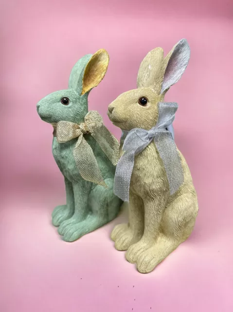 Osterhase Hase Kaninchen mit Schleife versch. Farben Grün oder Créme 26cm NEU