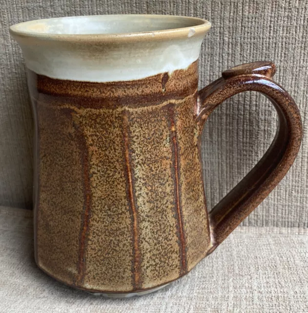 Brown Handmade Hand Thrown Stoneware Ceramic Glazed Signed Coffee Mug Cup EUC!
