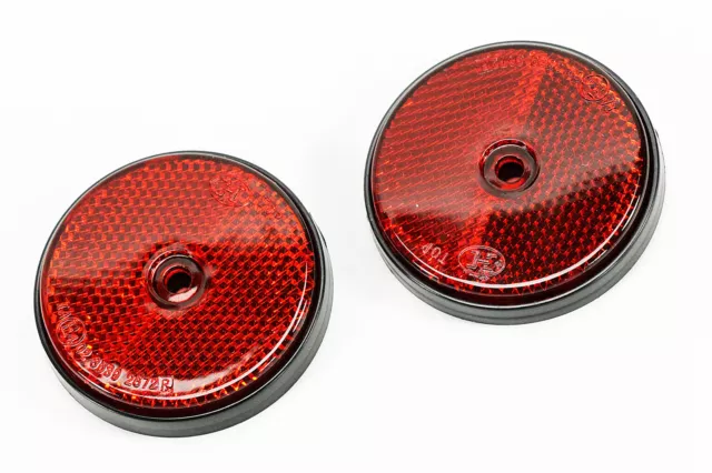 NEU  2x Katzenaugen ROT Reflektoren Ø 60 mm Rückstrahler für PKW usw