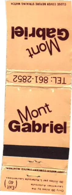 Montreal Quebec Canada Mont Gabriel Vintage Matchbook Cover
