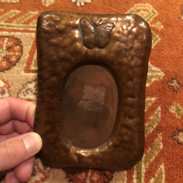 1920’s ARTS + CRAFTS Mission Style HAND HAMMERED COPPER Butterfly PICTURE FRAME