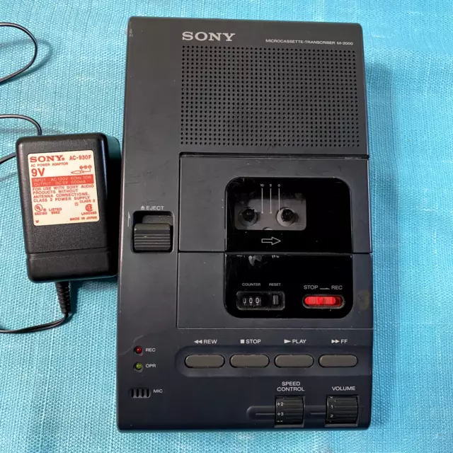 Sony M-2000 Desktop Cassette Transcriber/Recorder With AC Adapter READ DESC