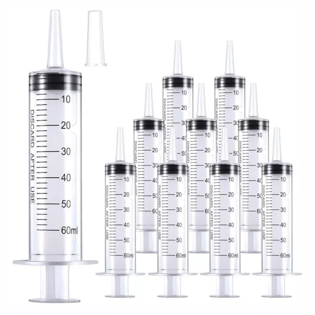 1/10Pcs Transparent 60ml/cc Plastic Syringe  Industrial & Scientific