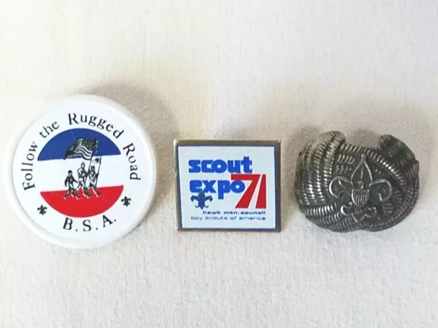 Lot Of 3 Boy Scouts Bsa Neckerchief Slides 71 Scout Expo/Rugged Road Of Scouting