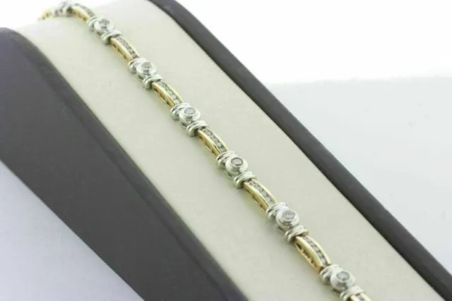 5Ct Diamond Two Tone Bar Bezel Link Bracelet 14K White Yellow Gold Lab Created
