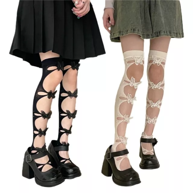 Bandage Bows Hollows Sock Black Skin-Penetrating Stockings Womens Socking