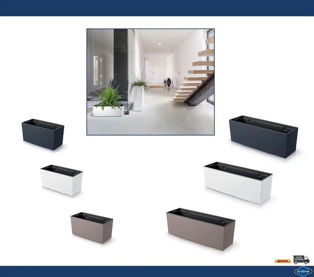 LISSEK Balkon-Blumentopf Set, 3 Stück – Weiß/schwarz, ø 28cm, Inkl. Kabelbinder Für Geländer
