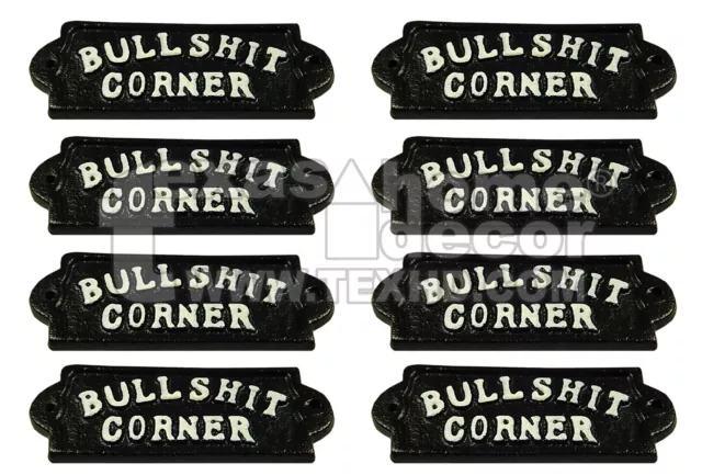 8 BULLSHIT CORNER Wall Signs Plaques Funny Country Farm Style 5.25" x 2"