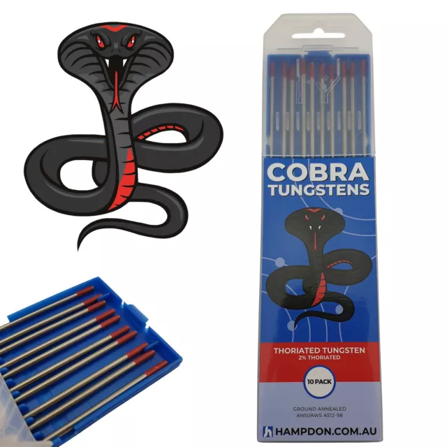 1.0mm 2% Thoriated COBRA TIG Tungsten Electrodes - Red Tip - Pack of 10